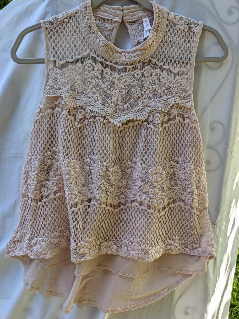 Xhilaration Lace Crochet High-Neck Sleeveless Camisole - Blush